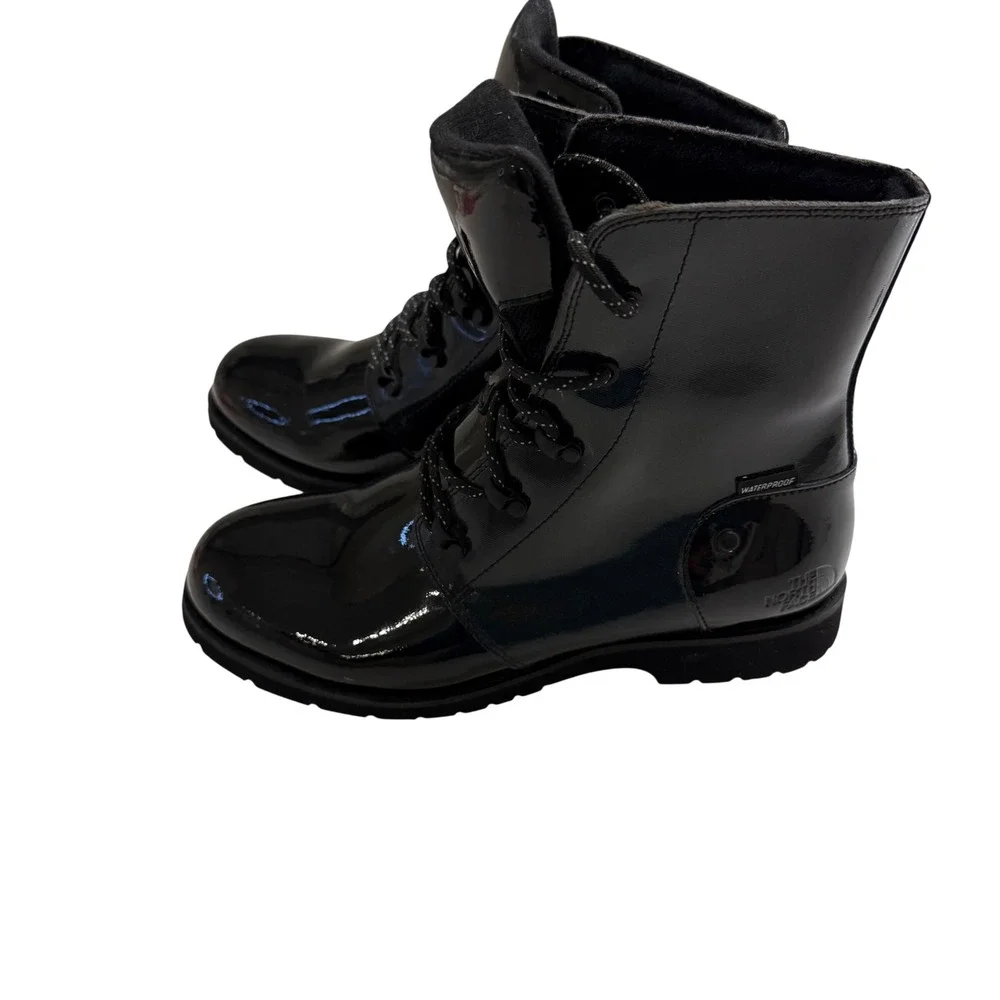 The North Face Ballard Lace‎ Patent Boots Women 7 Black New Waterproof NF0A2UWM